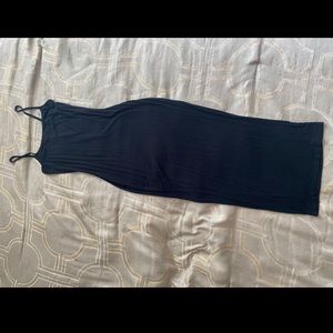Black stretchy spaghetti strap midi dress